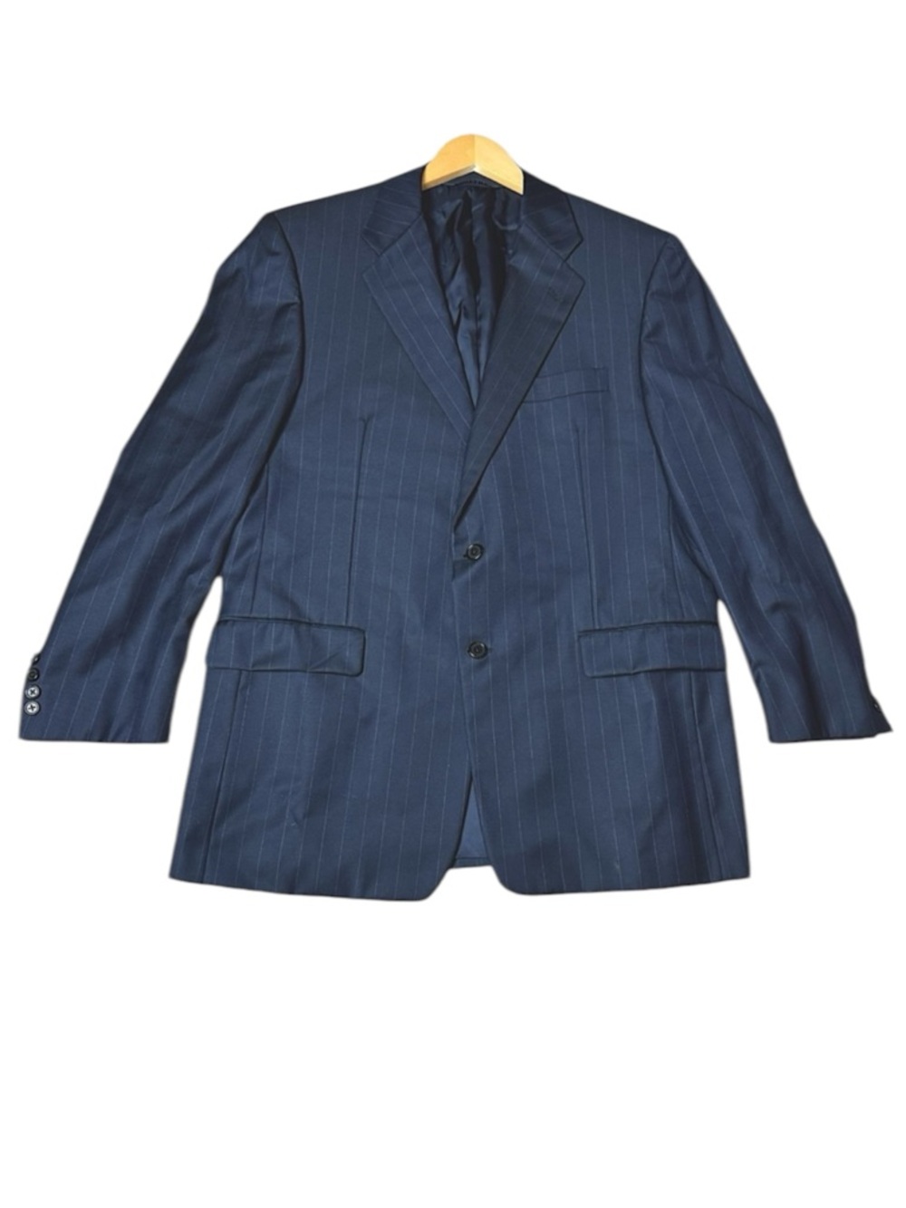 Hickey Freeman Loro Piana Boardroom Tasmanian Super 120’s Wool Pinstriped Blazer